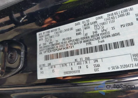 2022 Ford F-150 Xl from USA, damaged, VIN 1FTEX1EP2NFA38721